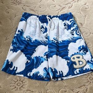Blue and White Wave bucket squad shorts